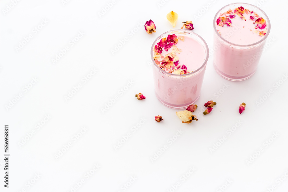 Red velvet matcha latte tea or coffee. Cold healthy drink