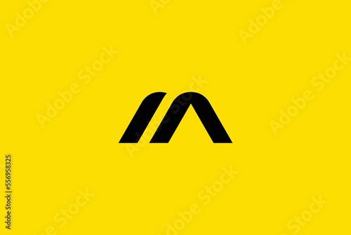 Minimal Awesome Trendy Professional Letter M Logo Design Template On Yellow Background