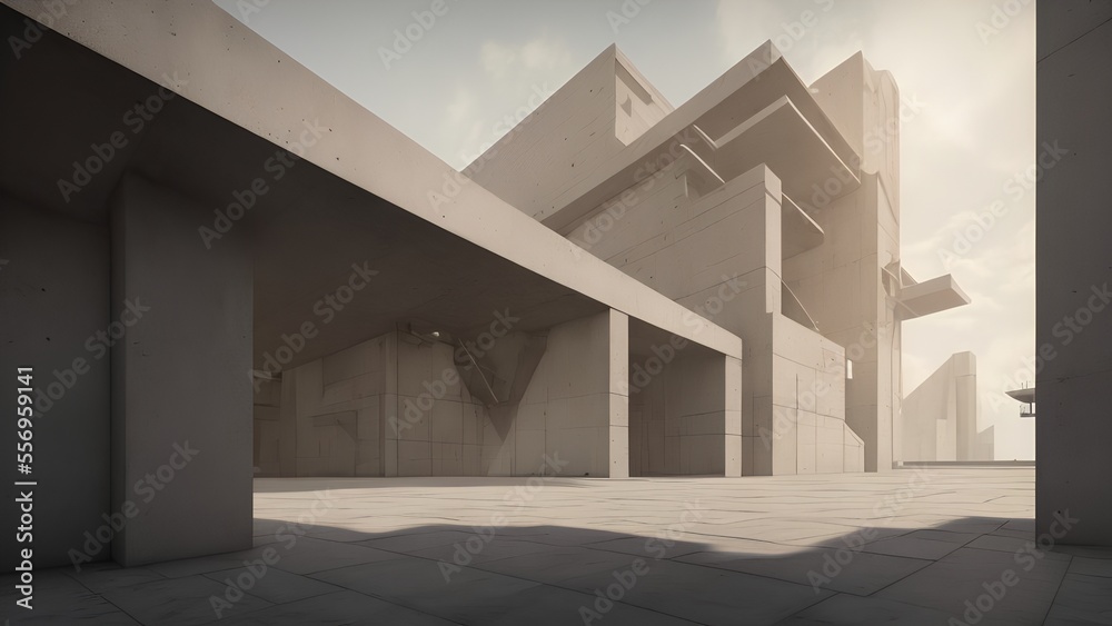 Obraz premium Generative AI,view of building against cloudy sky. road advertisement. Render for advertising auto products.