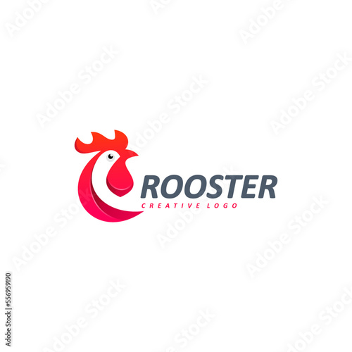 Vector Logo Illustration Rooster Simple colorful