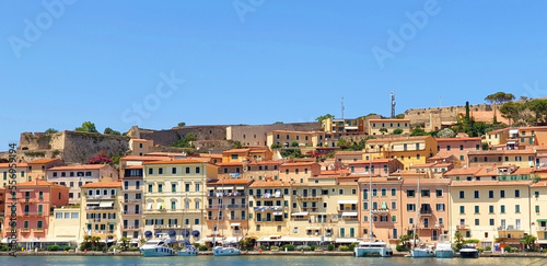 Panorama of city Portoferraio, located on the island of Elba in Italy.