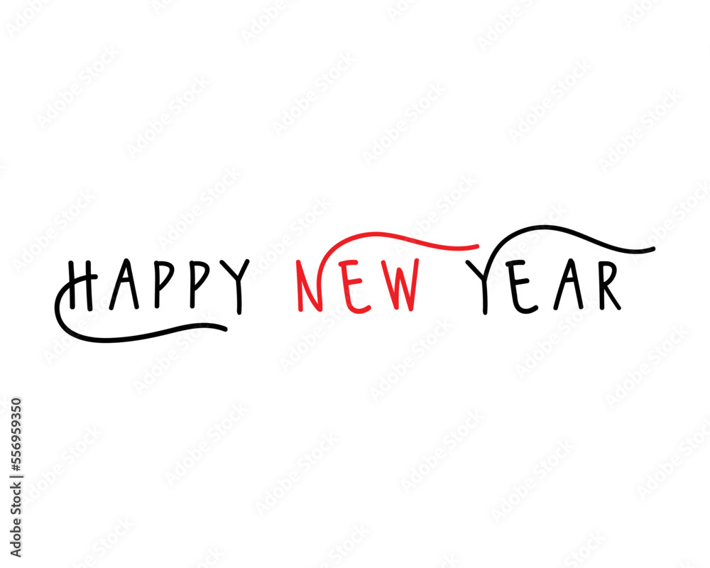 Happy New Year handwritten vector template elements Happy New Year handwritten vector template elements