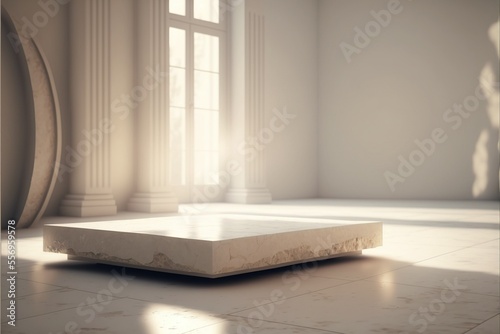 stone platform with empty surface in a studio for photo shot  cosmetic  ai generated 