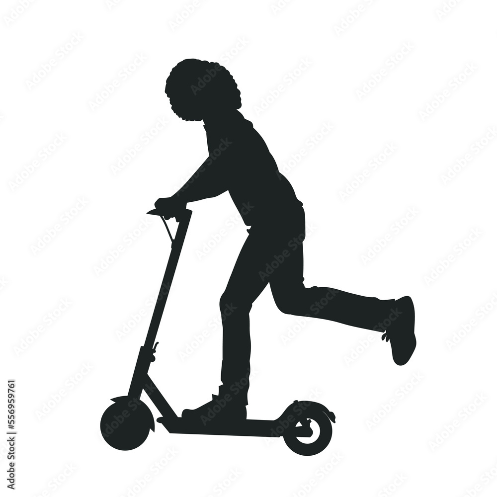 People rides on an kick scooter black silhouette vector image. People rides on an kick scooter black silhouette vector image.