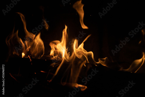 Dancining flames in a fireplace at christmas