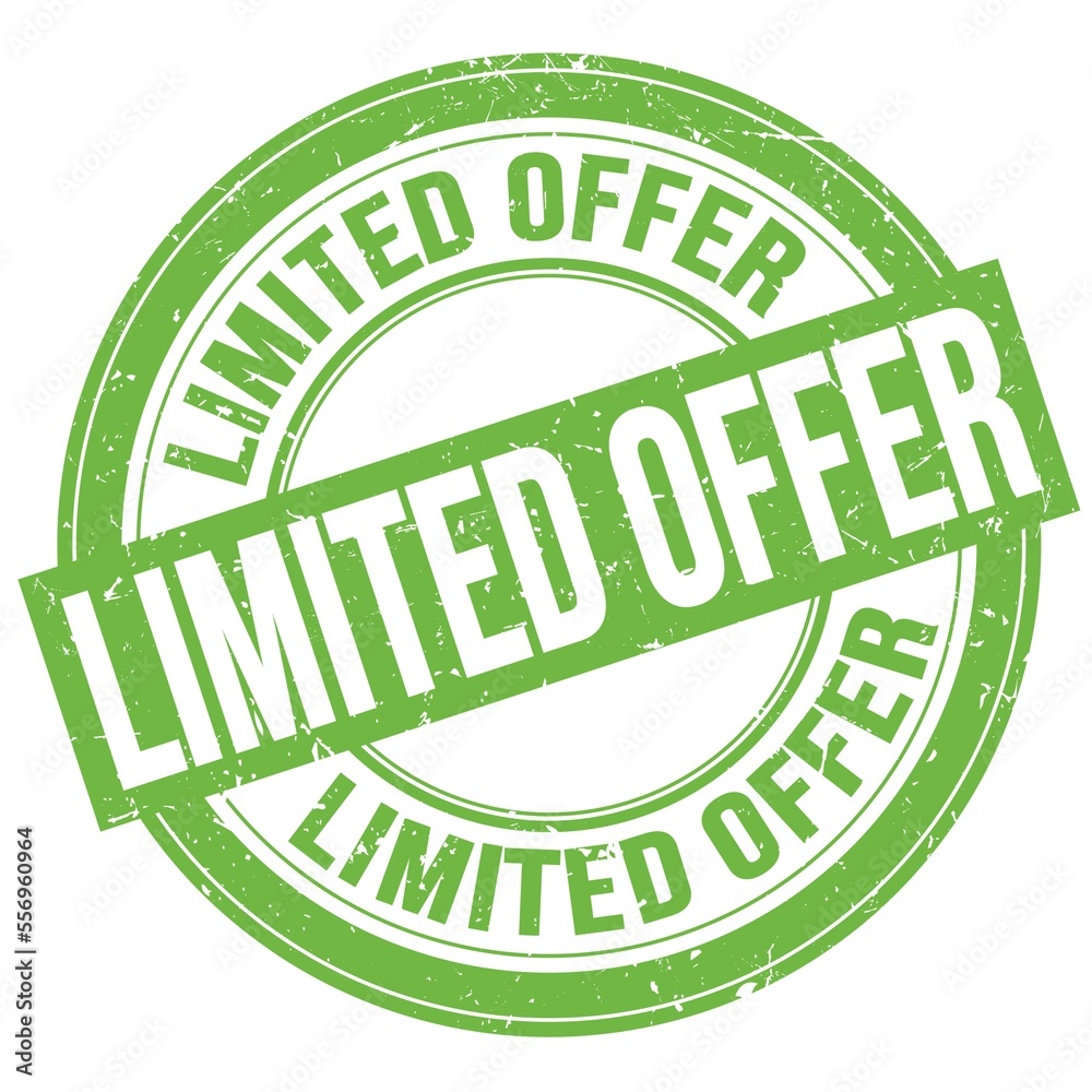 LIMITED OFFER text written on green round stamp sign LIMITED OFFER text written on green round stamp sign