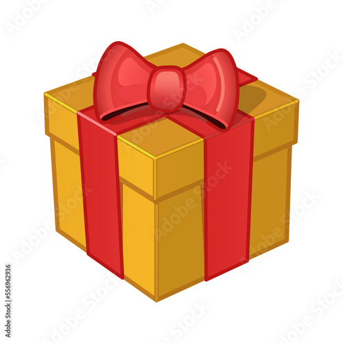 Wrapped gift emoji with a bow isolated on white background