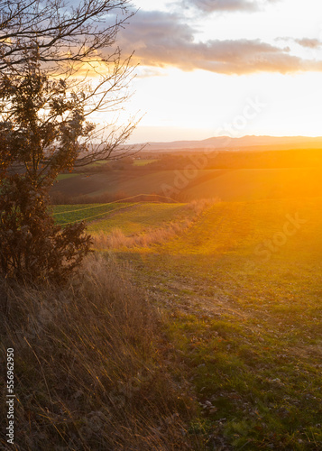 sunset on the hills of middle burgenland