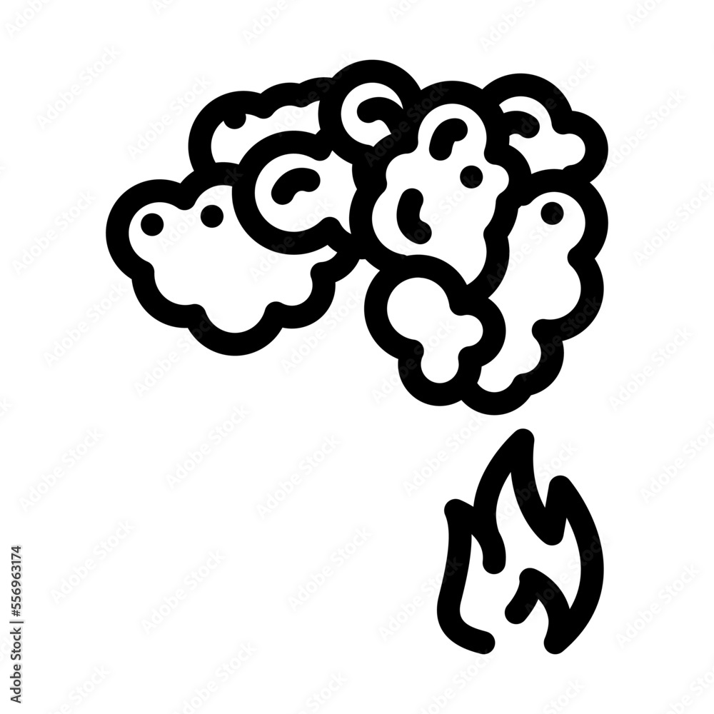 smoke fire line icon vector. smoke fire sign. isolated contour symbol black illustration smoke fire line icon vector. smoke fire sign. isolated contour symbol black illustration