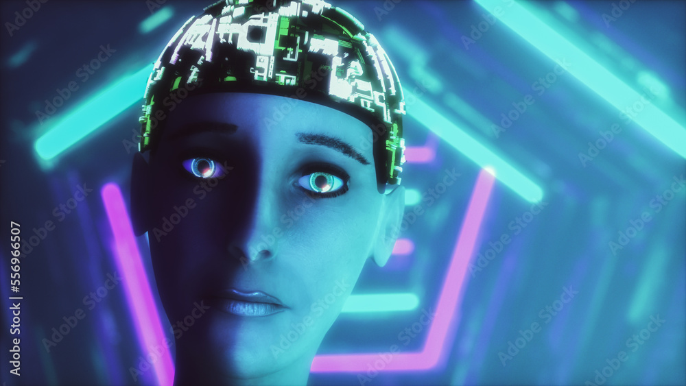 a woman in a digital world(3d rendering) a woman in a digital world(3d rendering)