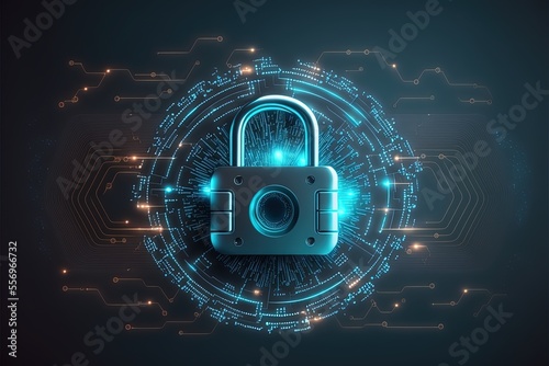 Abstract secure technology background with lock and circuit