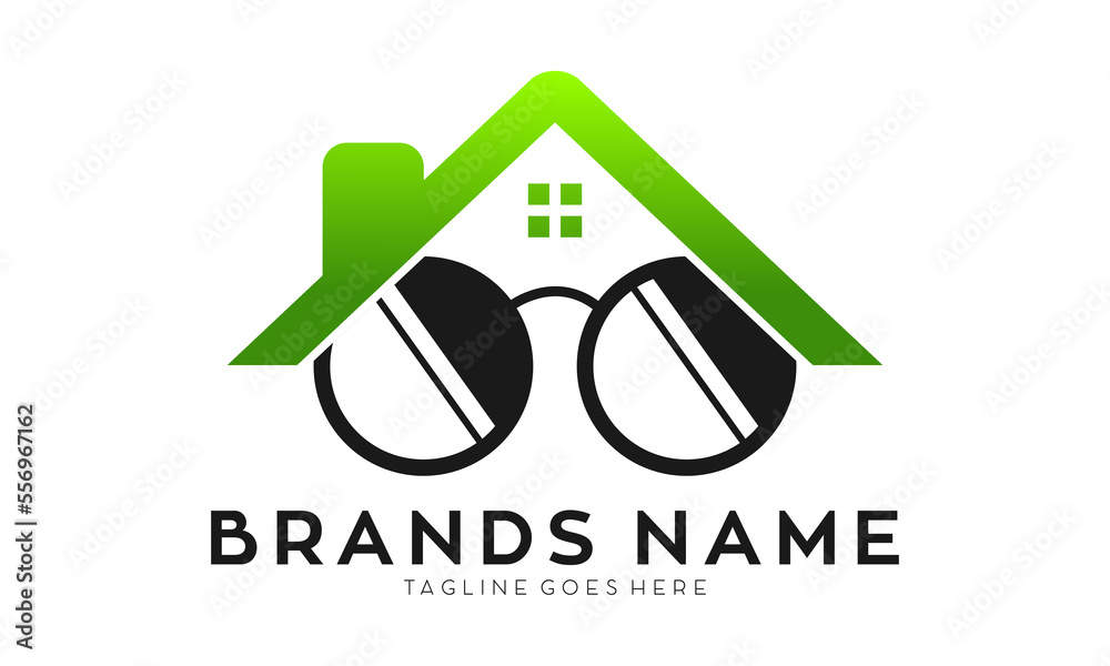 Glasses house symbol vector logo Stock Vector Adobe Stock