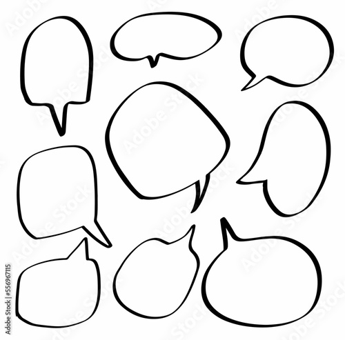 set collection hand drawn speech bubbles. vector design illustration