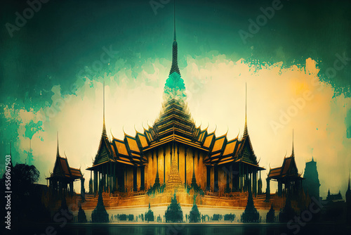 Bangkok, Thailand's Wat Phra Kaew, also known as the Emerald Buddha Temple or Wat Phra Si Rattana Satsadaram. Generative AI