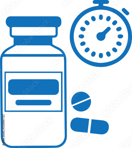 Time taking dose medication icon, pharmacist icon black vector