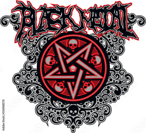 occultic sign with pentagram skull, grunge vintage design t shirts