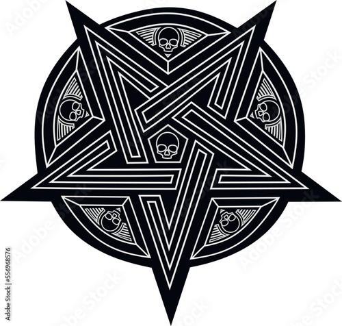occultic sign with pentagram skull, grunge vintage design t shirts