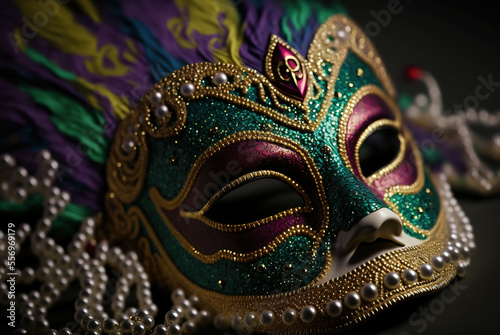mardi gras ornate mask, purple and teal © ShadesOfArt