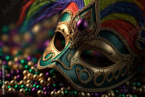 mardi gras ornate mask, , purple and teal © ShadesOfArt