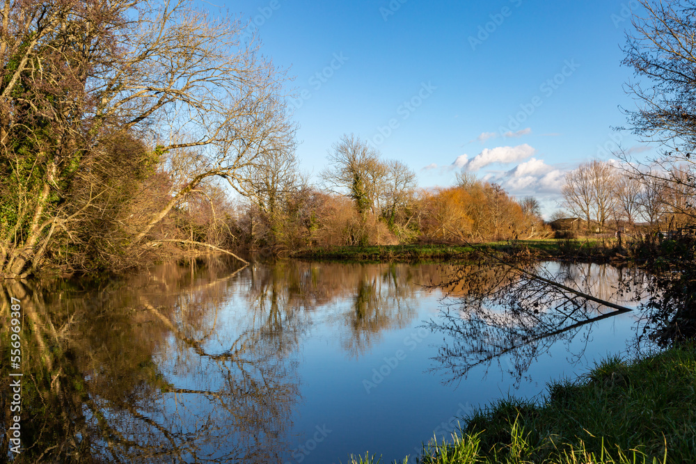A view along the river, at Barcombe Mills near Lewes in Sussex