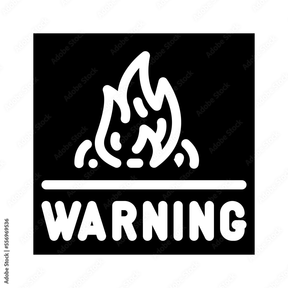 warning fire glyph icon vector. warning fire sign. isolated symbol illustration warning fire glyph icon vector. warning fire sign. isolated symbol illustration