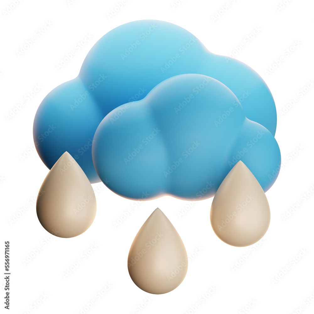 Premium Weather rainy icon 3d rendering on isolated background Premium Weather rainy icon 3d rendering on isolated background