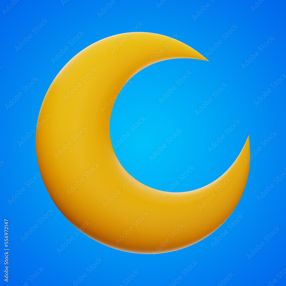 Premium Weather crescent moon icon 3d rendering on isolated background Premium Weather crescent moon icon 3d rendering on isolated background