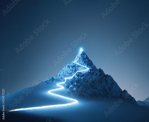 Path to mountain top, Generative AI illustration photo