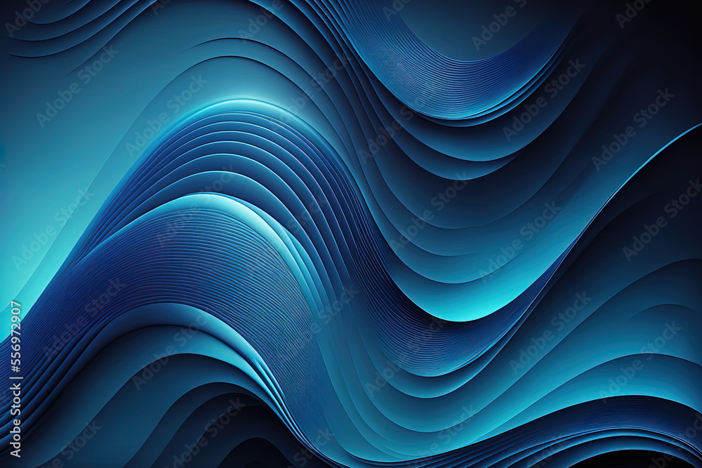 luxurious blue color wave modern designs with a gradient background. Generative AI luxurious blue color wave modern designs with a gradient background. Generative AI