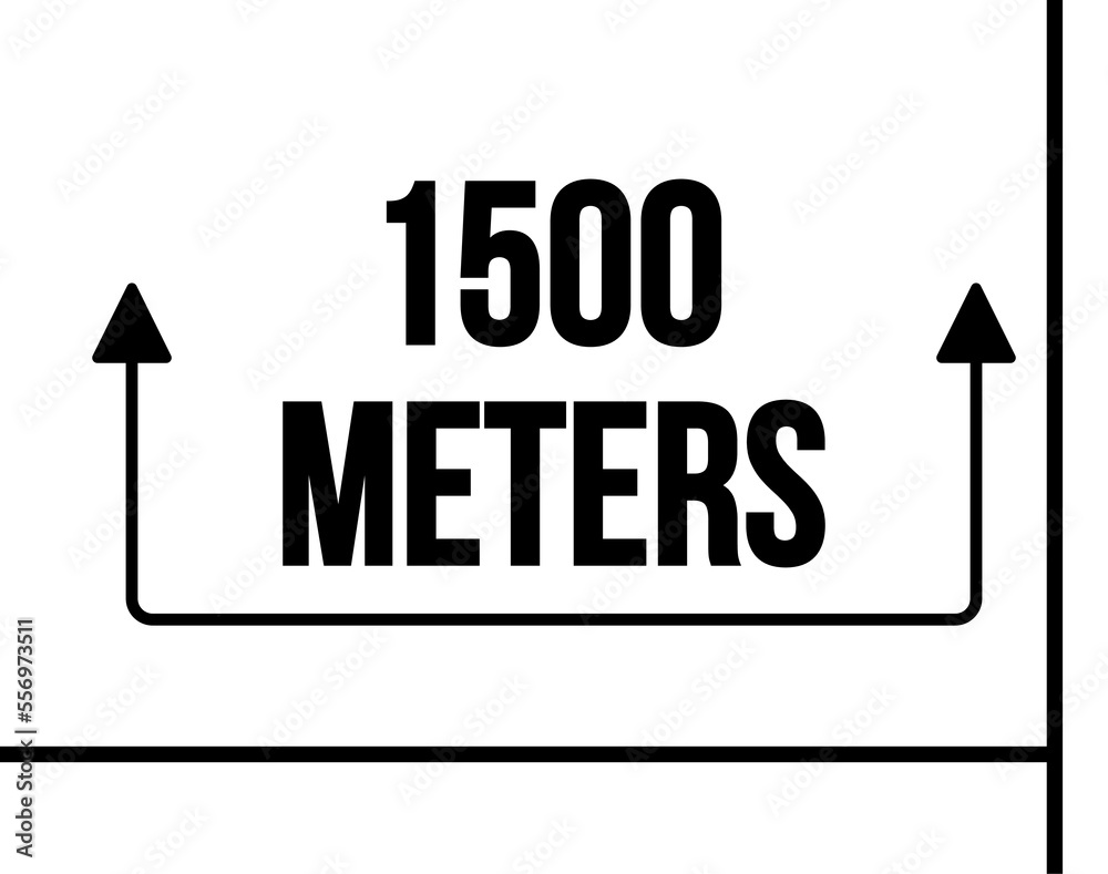 1500 Meters Vector With Marked Distance And Black Arrow Unit Of 1500-meters-vector-with-marked-distance-and-black-arrow-unit-of
