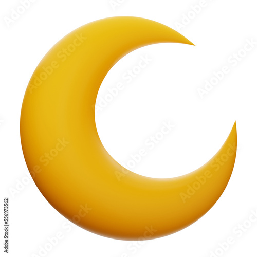Premium Weather crescent moon icon 3d rendering on isolated background PNG