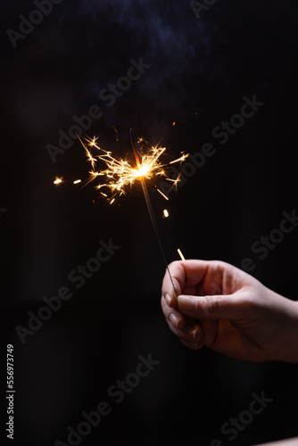 sparkler in hand