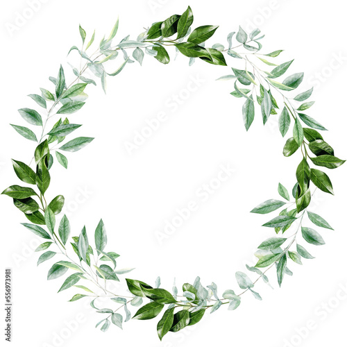 Hand painted watercolor greenery wreath