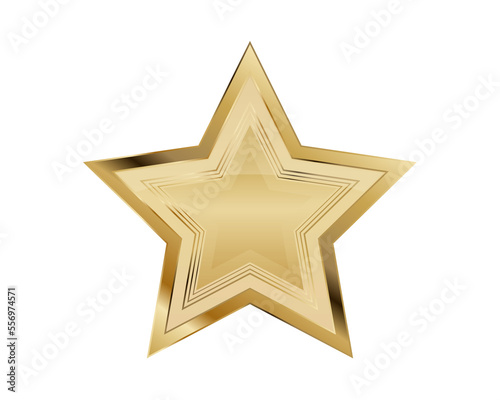 Golden star on transparent background