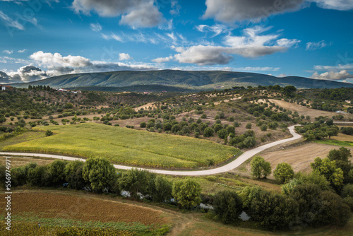 Leito de cheia do rio Almonda ( Torres Novas ) , Serra d' Aire ao fundo. photo