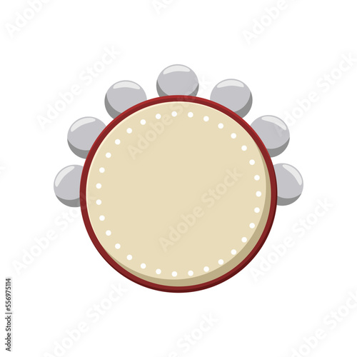 Classic timbrel cartoon illustration. Colorful musical instrument isolated on white background. Music, hobby concept.