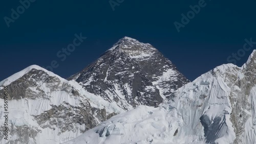 Beautifull Everest mountain landscape at the Everest Base Camp trek in the Himalaya, Nepal. Himalaya landscape and mountain views.
