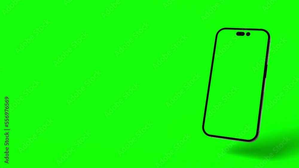 Animated smartphone with greenscreen display and background for app commercials, mockup show cases, mobile Website Presentations etc. 