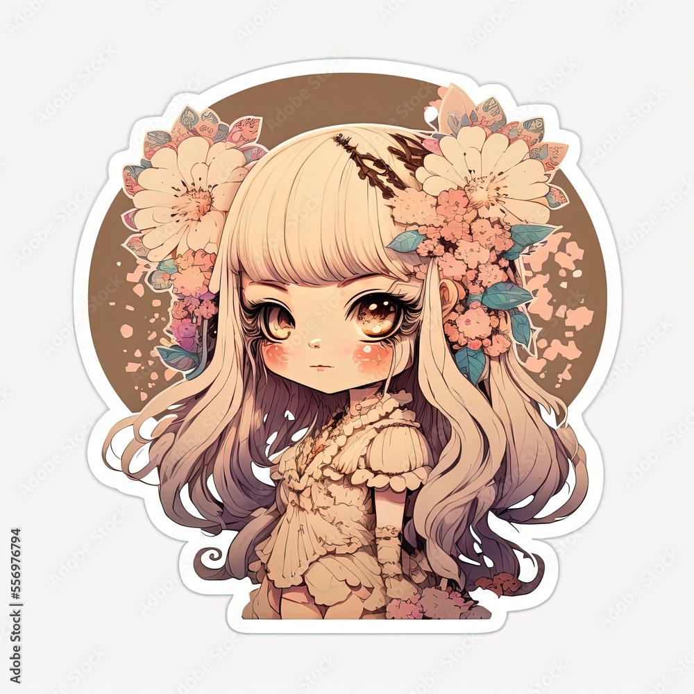 Kawaii anime girl. Cute kawaii drawings. Kawaii stickers. Digital