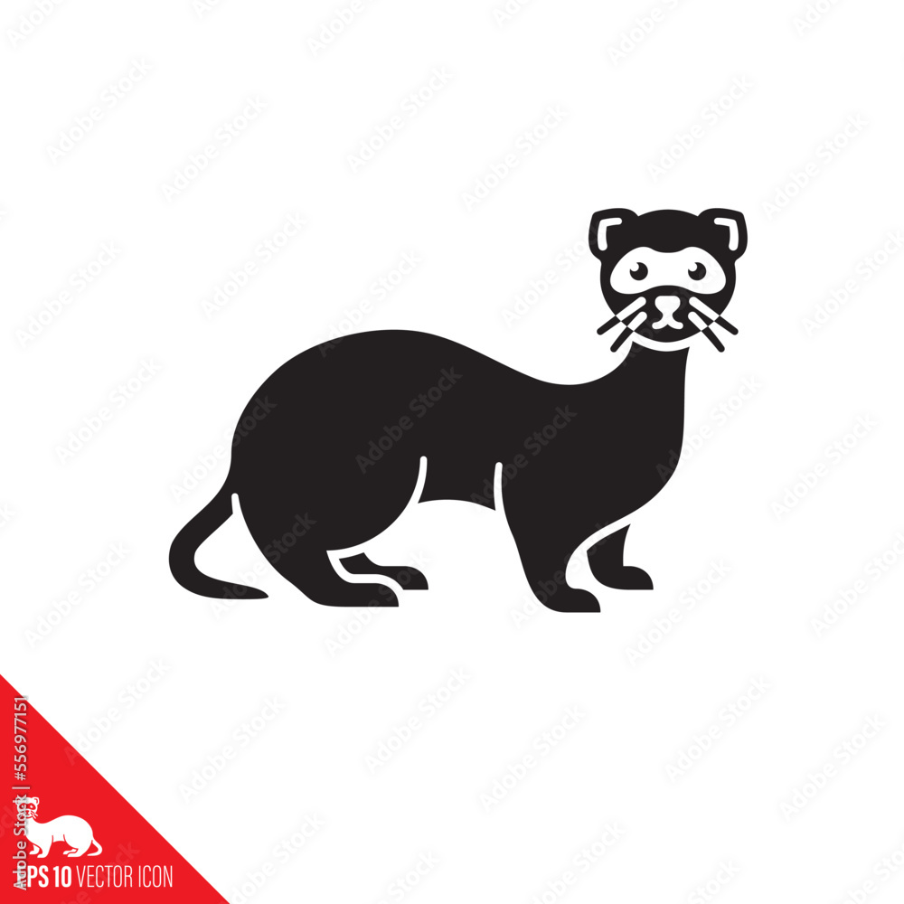 Ferret vector icon. European Polecat or Weasel carnivore symbol.