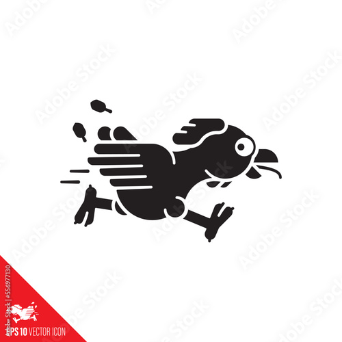 Running chicken vector icon. Fugitive farm animal symbol.