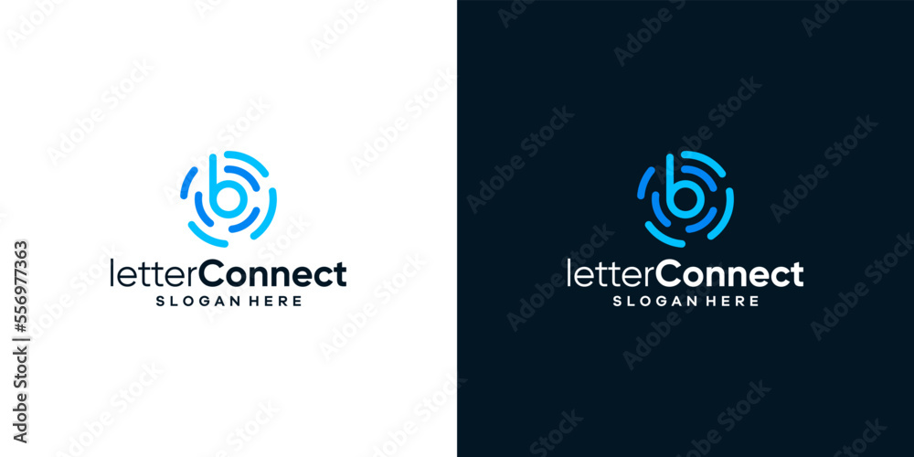 Connected circle shape logo design template with initial letter b graphic design illustration. icon, symbol, creative.