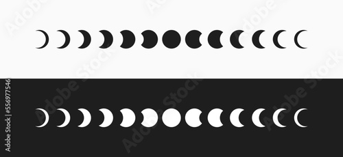 Set of Moon phases icons. Moon phases astronomy icon vector template