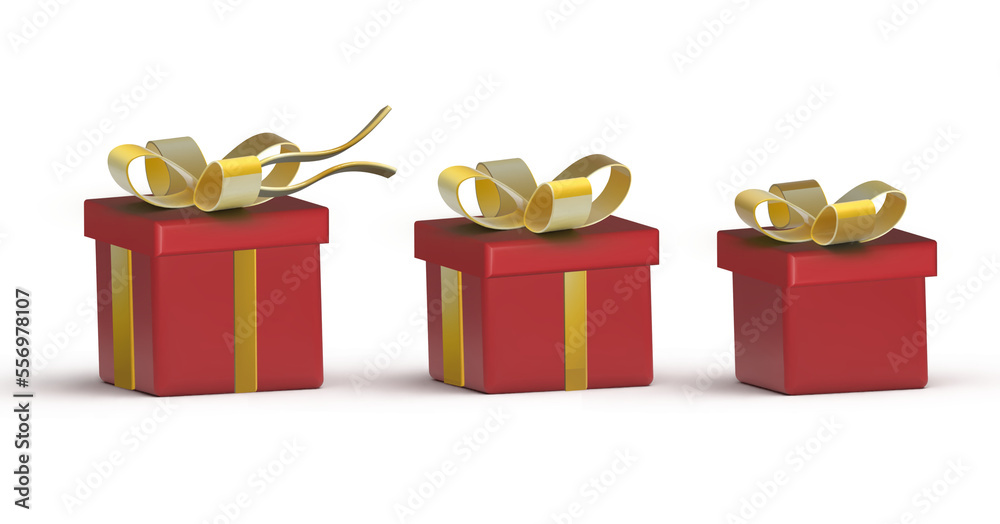 Fototapeta premium 3d red gifts with golden bows