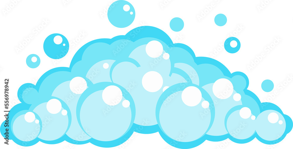 Soap foam set with bubbles. Carton light blue suds of bath water, shampoo, shaving, mousse. Soap foam set with bubbles. Carton light blue suds of bath water, shampoo, shaving, mousse.