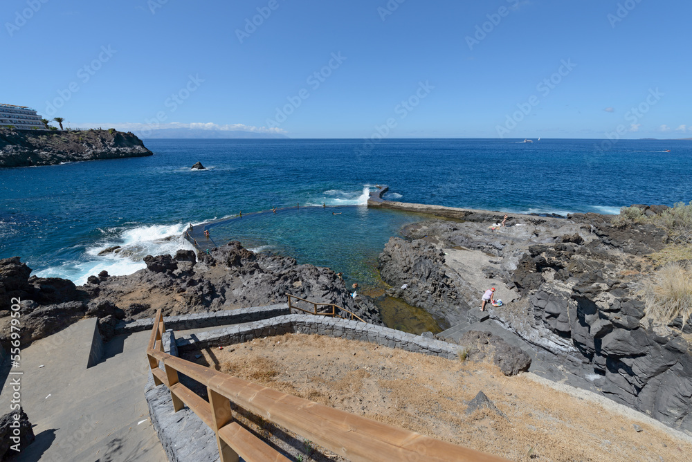 Natural pool at seacoast in Los Gigantes on Tenerife, Canary.