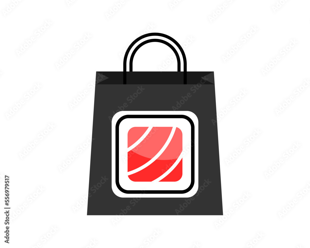 Paper bag with sushi inside
