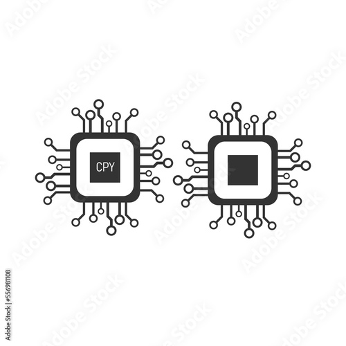 Chip CPU icon. Procesor set flat vector ilustration.