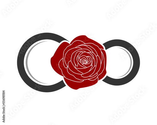 Infinity shape with rose inside
