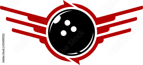 Bowling ball with abstract wing